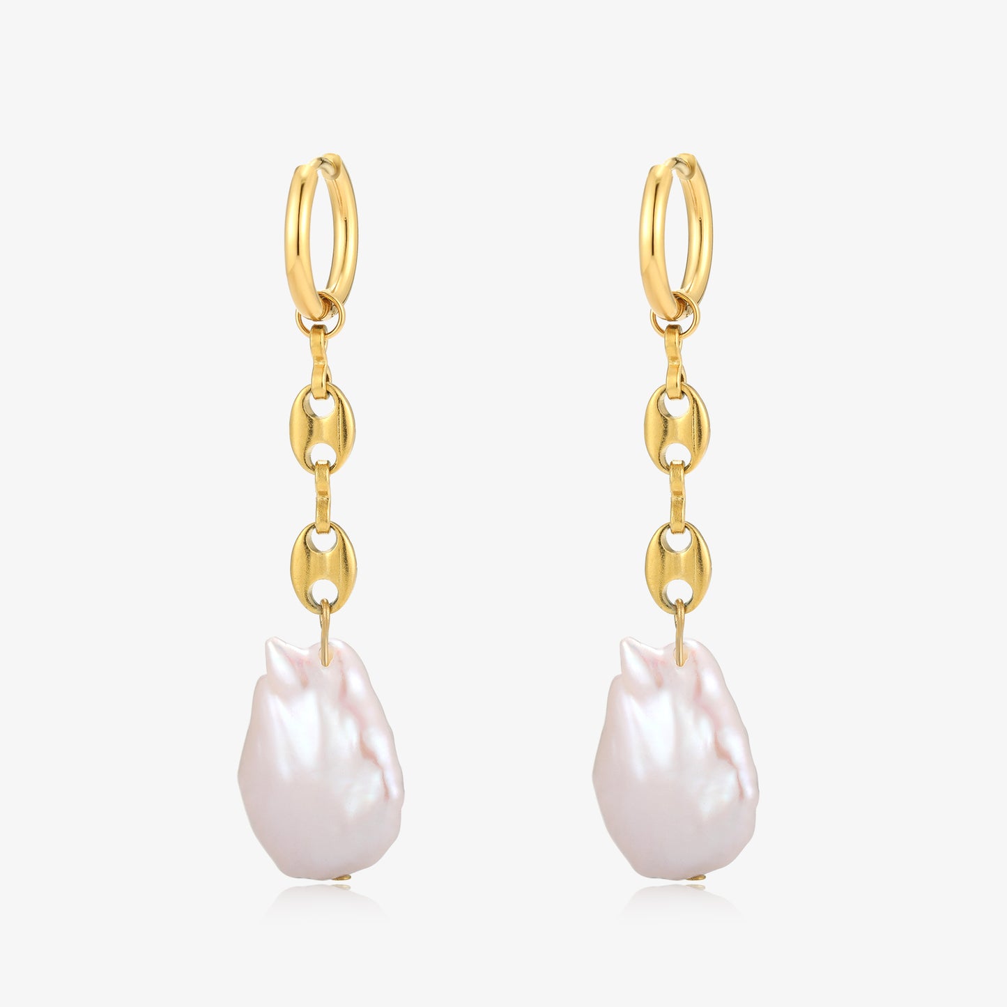 Big Size Keshi Pearl Hoop Style Earrings