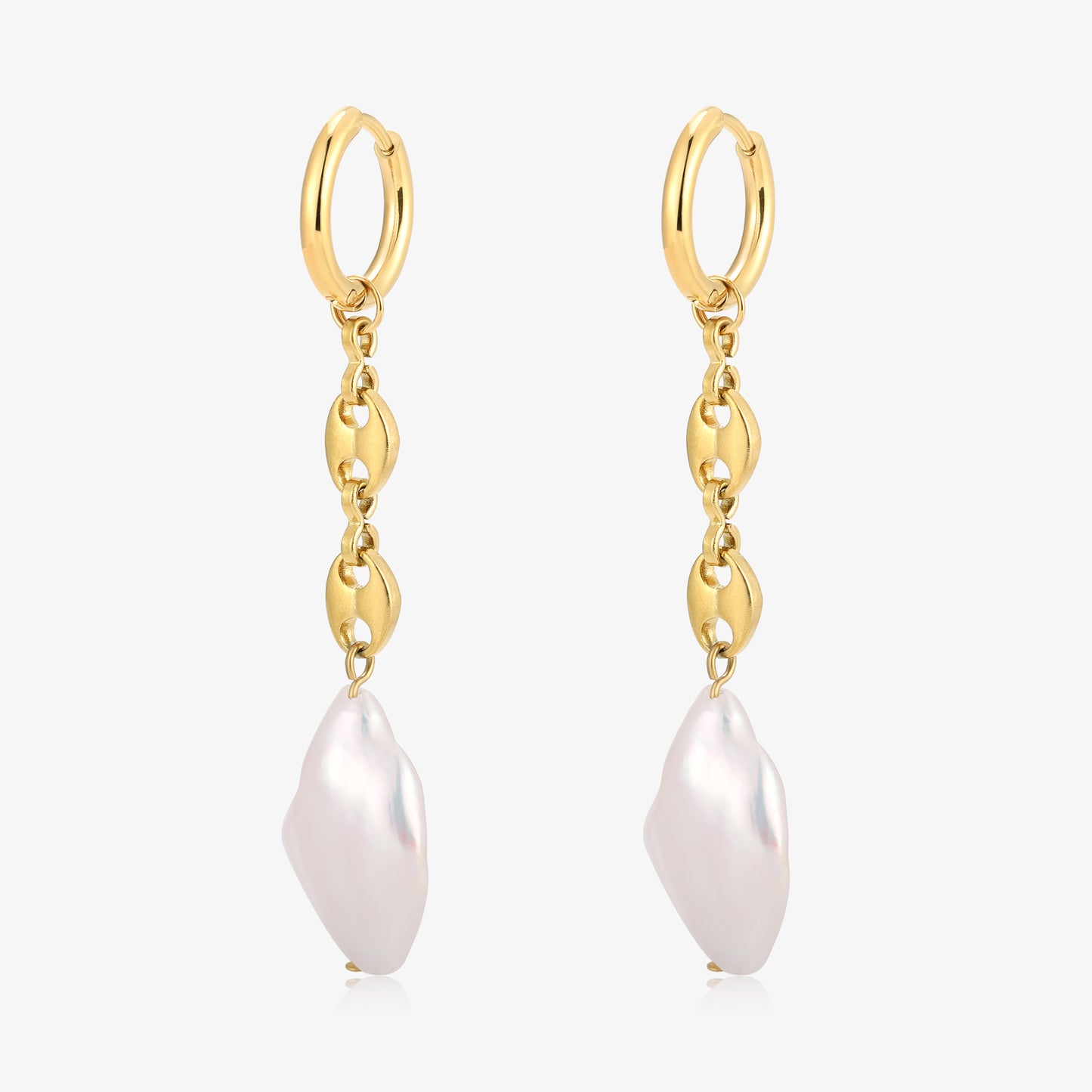 Big Size Keshi Pearl Hoop Style Earrings