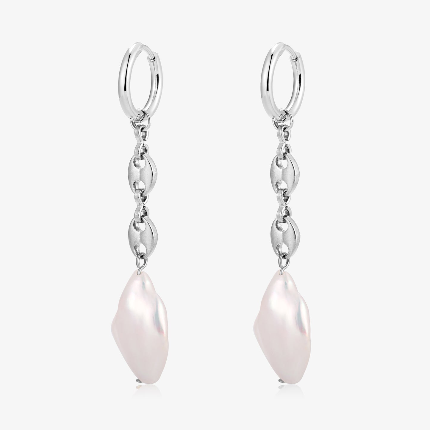 Big Size Keshi Pearl Hoop Style Earrings