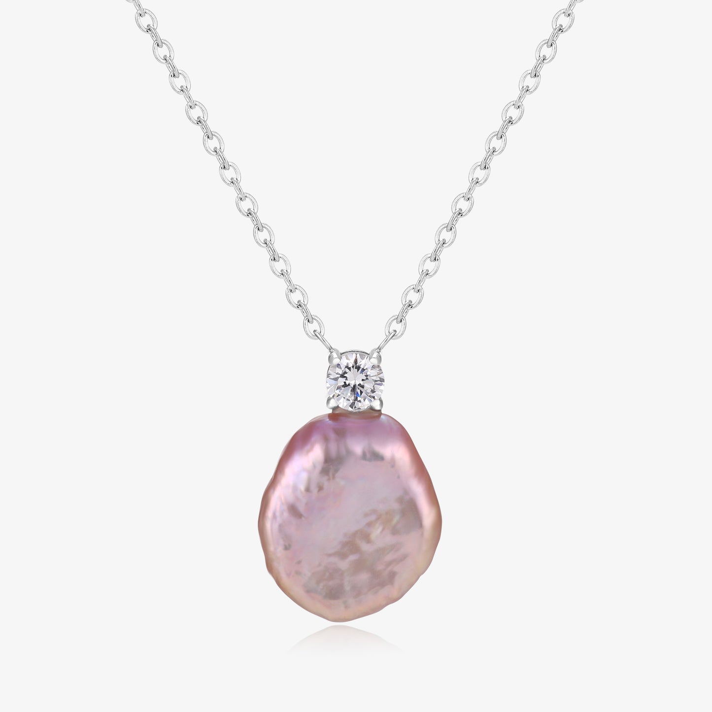 Elegant Simple One Zircon Design Pearl Necklace