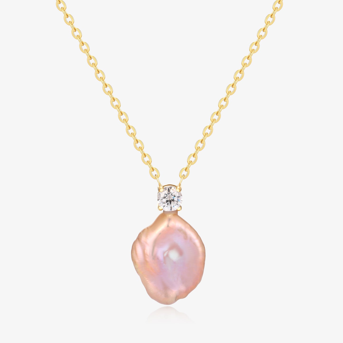Elegant Simple One Zircon Design Pearl Necklace