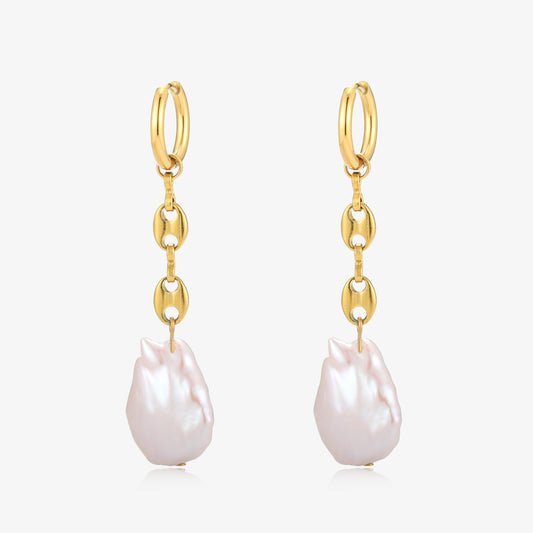 Big Size Keshi Pearl Hoop Style Earrings