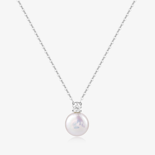 Elegant Simple One Zircon Design Pearl Necklace