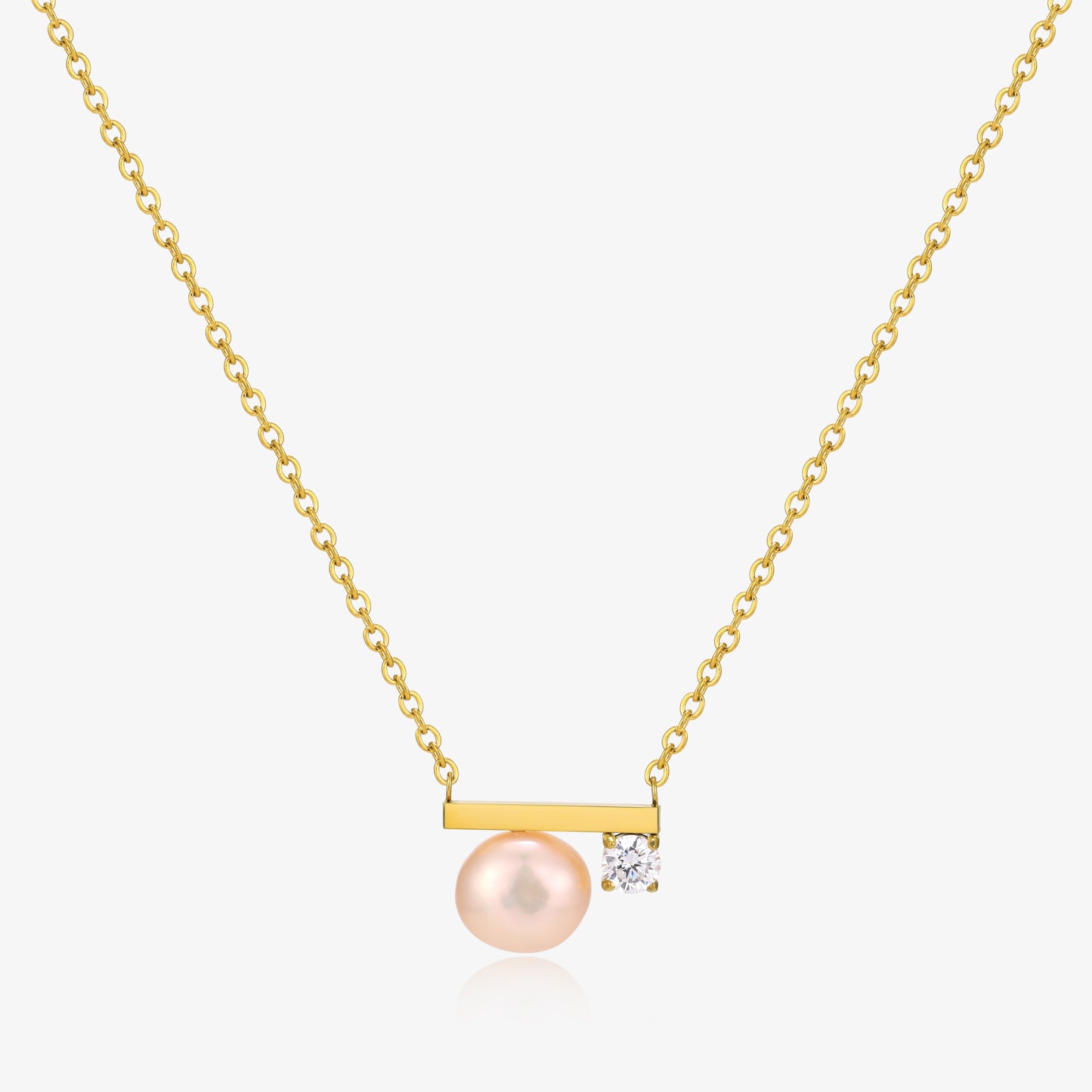 Simple Balance Design Freshwater Pearl Necklace