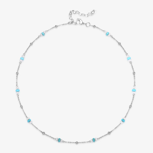 Stationary Design Fresh Water Pearl & Turquoise Necklace